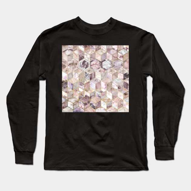 Blush Quartz Honeycomb Long Sleeve T-Shirt by micklyn